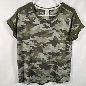Lucky Brand Womens Green Camouflage Short Sleeve Tee 0864